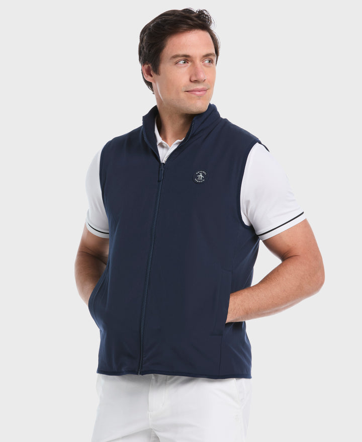 Mixed Media Reversible Fleece Vest (Black Iris) 