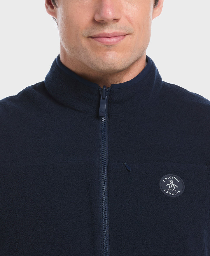 Mixed Media Reversible Fleece Vest (Black Iris) 