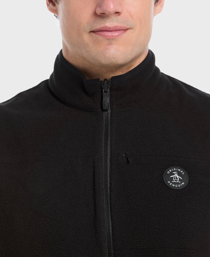 Mixed Media Reversible Fleece Vest (Caviar) 