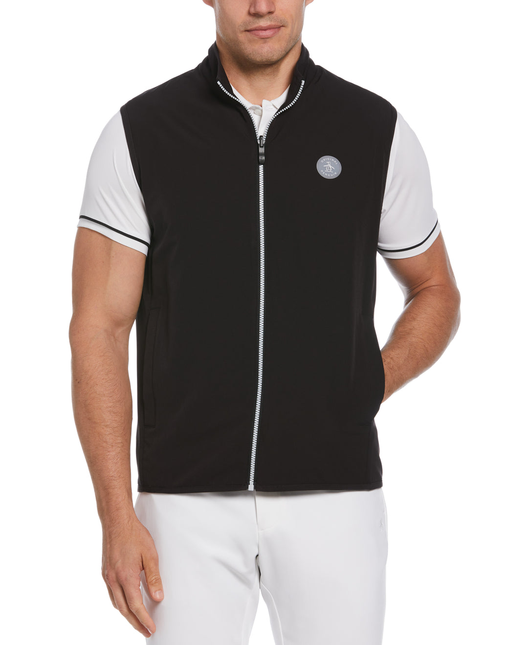Mixed Media Reversible Fleece Vest (Caviar) 