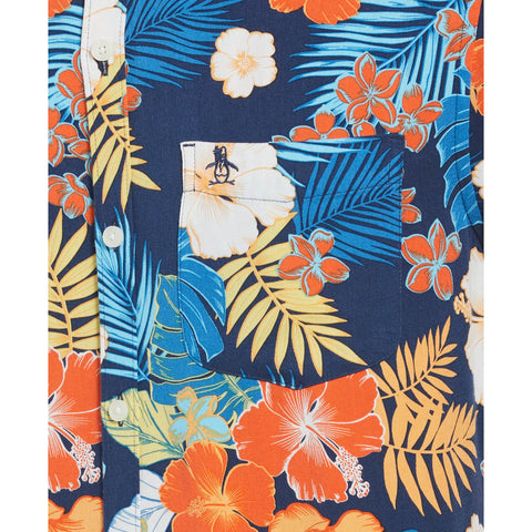 Multi Color Tropical Floral Print Shirt (Sargasso Sea) 