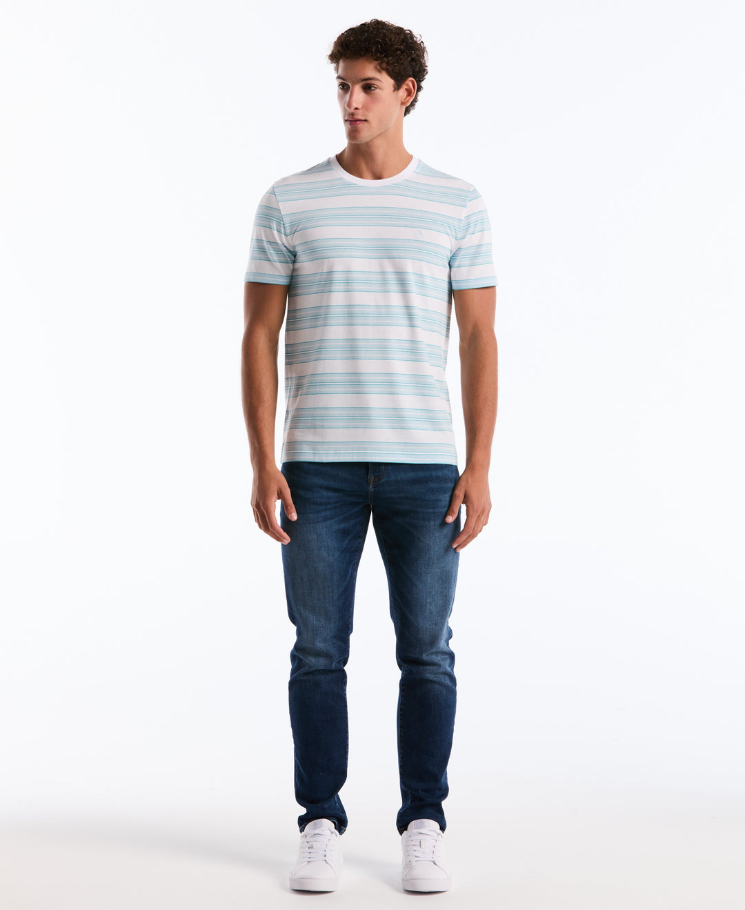Jersey All-Over Stripe Tee (Bright White) 