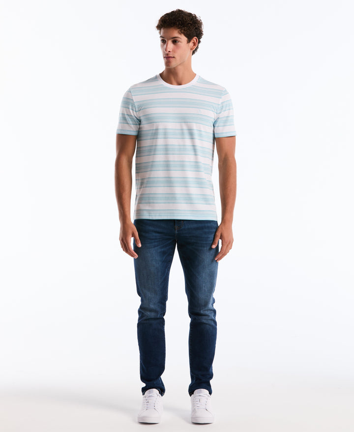Jersey All-Over Stripe Tee (Bright White) 