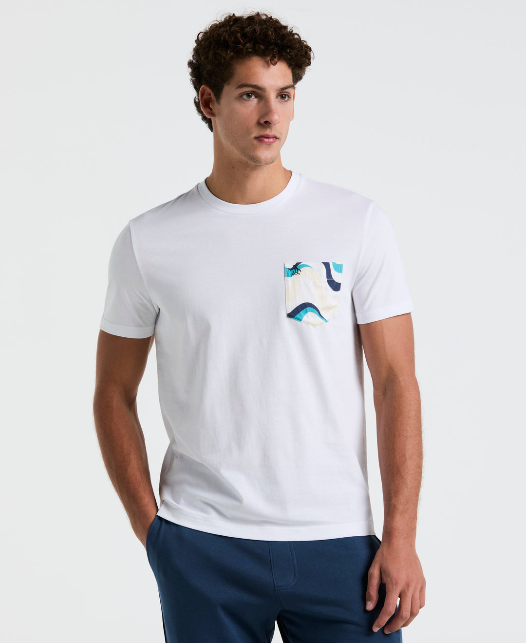 Multiwave Woven Pocket Tee-Tees-Bright White-XS-Original Penguin