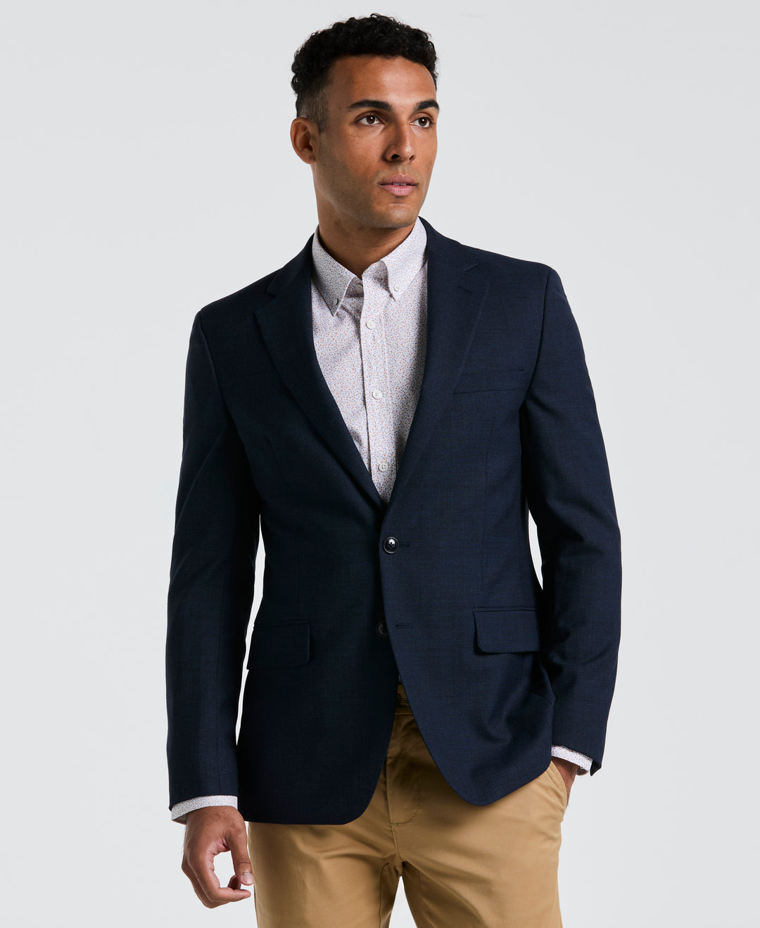 Navy Osmans Wool Poly Blend Suit Jacket  (Navy) 