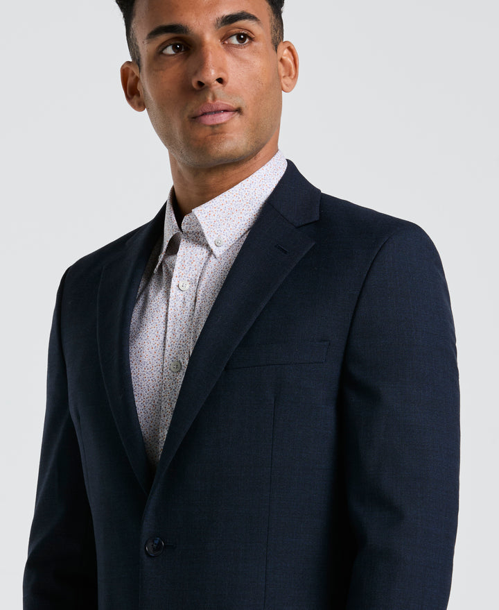 Navy Osmans Wool Poly Blend Suit Jacket  (Navy) 