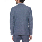 Navy Plaid Linen Blend Two Piece Suit (Navy) 