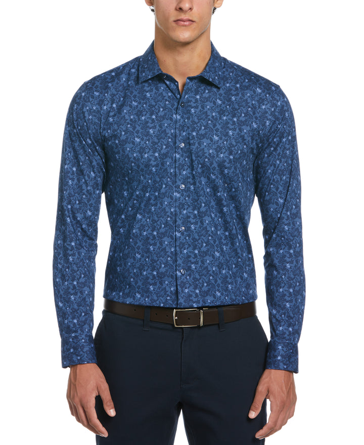 Night Floral Print Dress Shirt (Navy) 