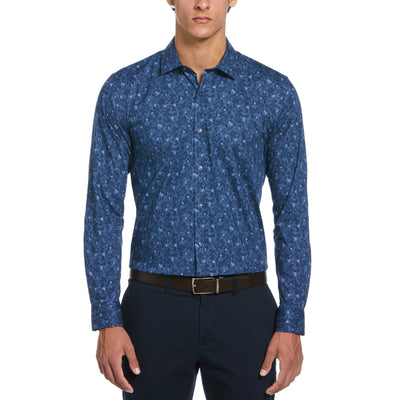 Night Floral Print Dress Shirt (Navy) 