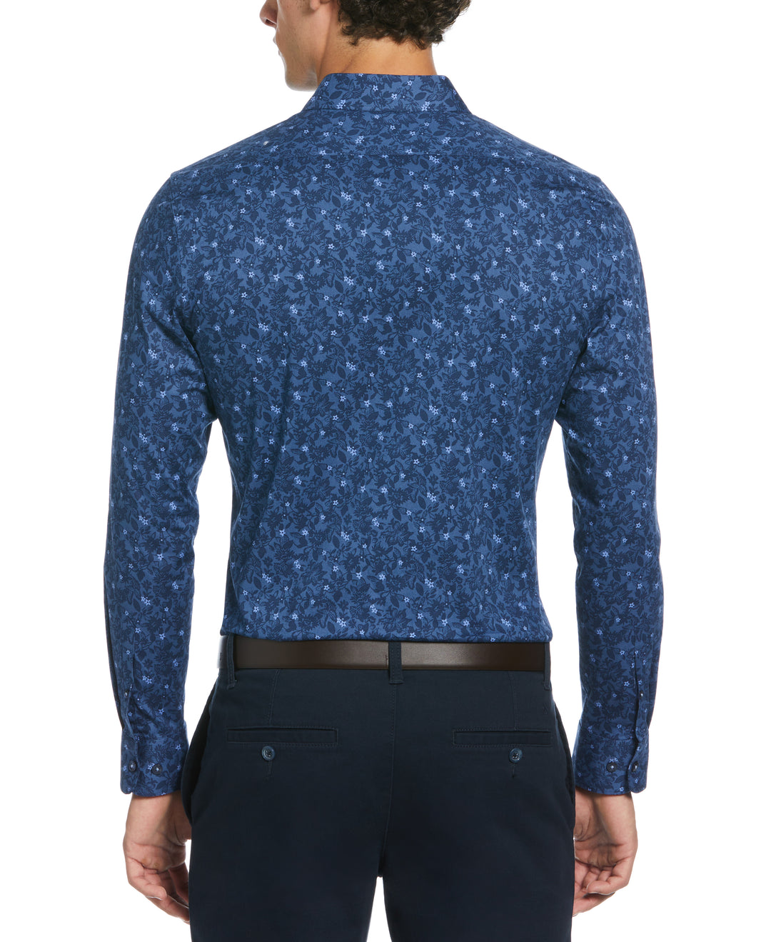Night Floral Print Dress Shirt (Navy) 