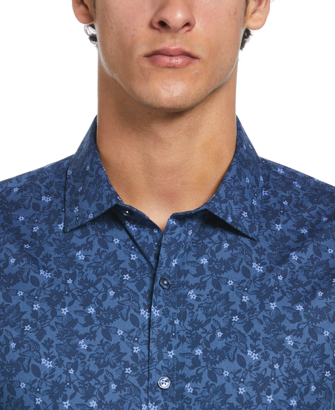 Night Floral Print Dress Shirt (Navy) 