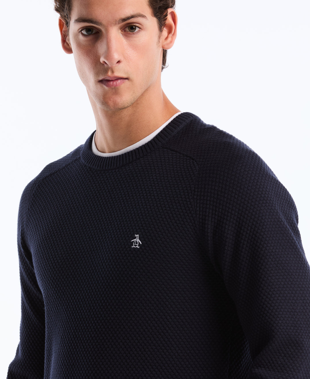 Cotton Bubble Stitch Sweater (Dark Sapphire) 