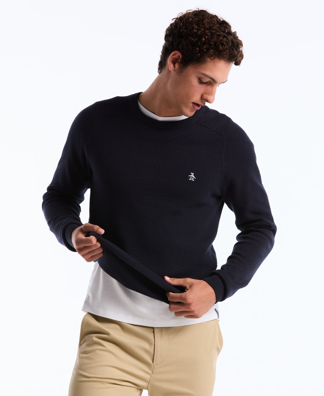 Cotton Bubble Stitch Sweater (Dark Sapphire) 