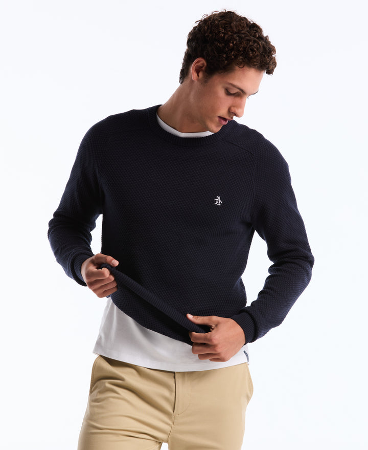 Cotton Bubble Stitch Sweater (Dark Sapphire) 