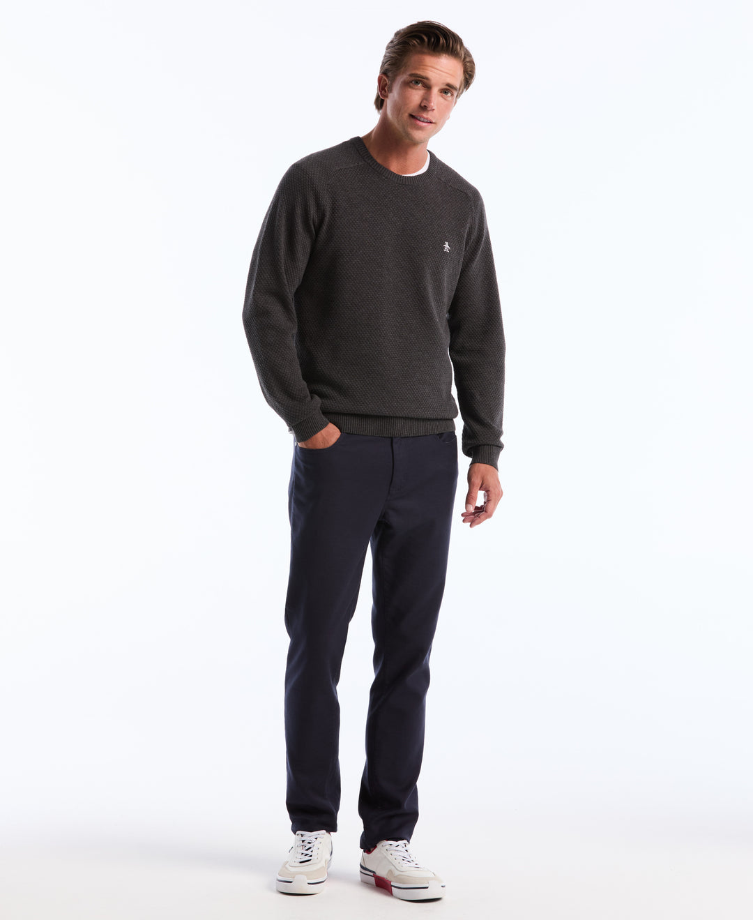 Cotton Bubble Stitch Sweater (Dk Charcoal Heather) 