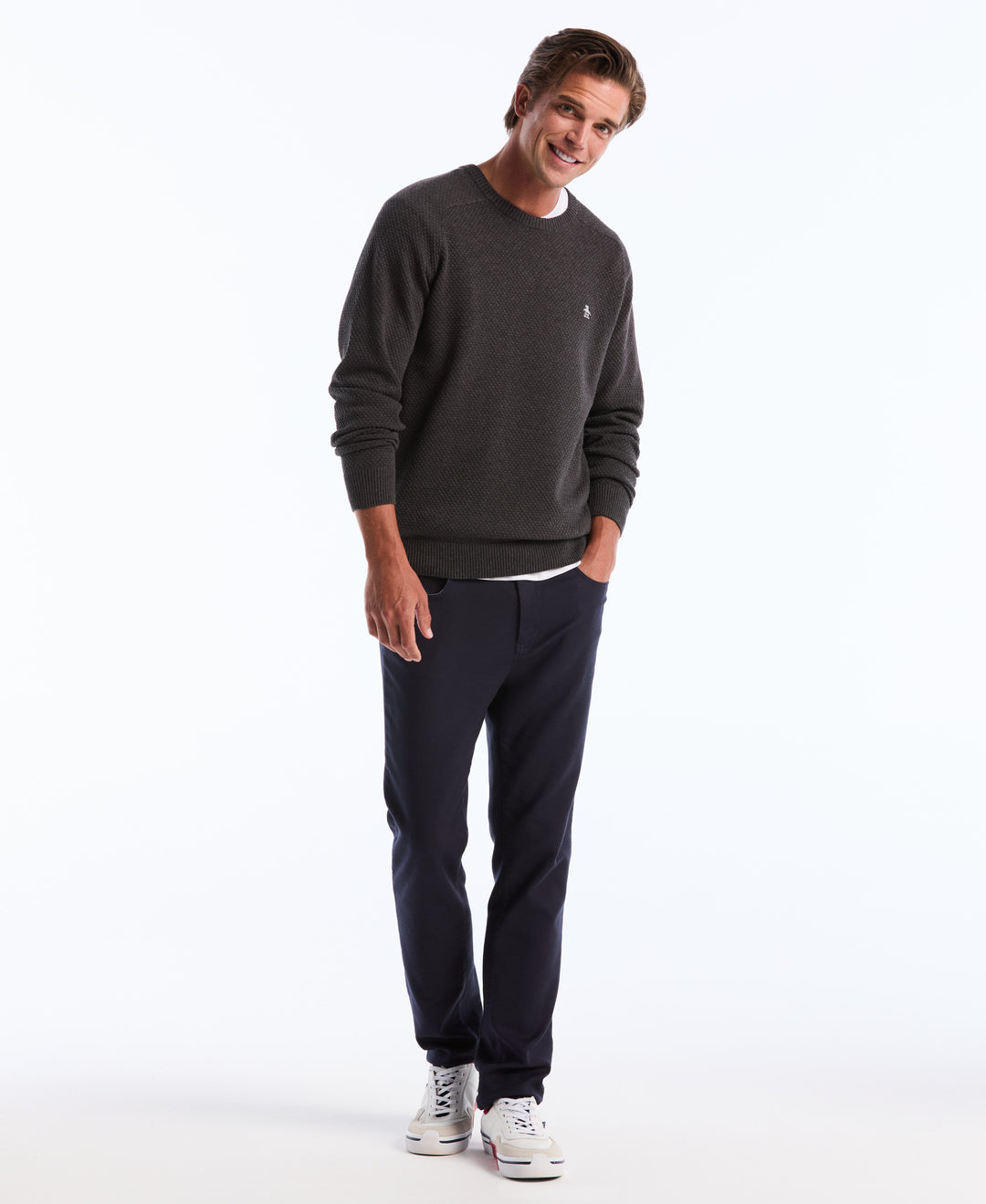 Cotton Bubble Stitch Sweater (Dark Sapphire) 