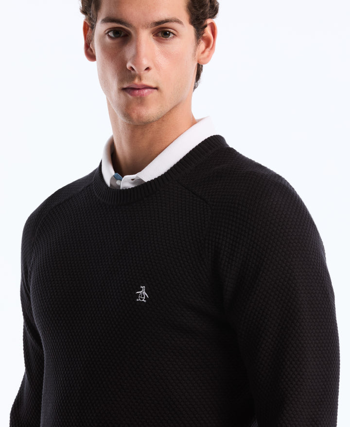 Cotton Bubble Stitch Sweater (True Black) 
