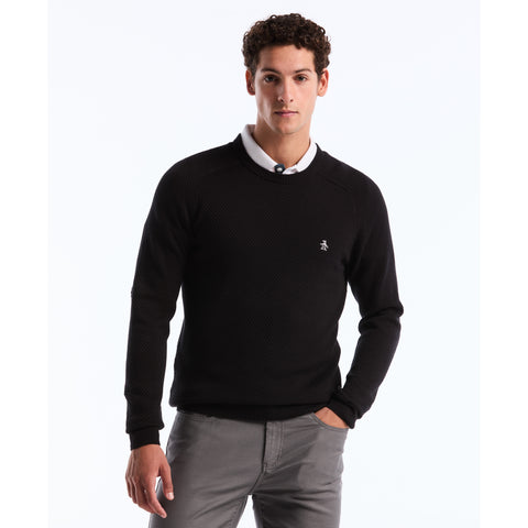 Novelty Bubble Stitch Sweater-Sweaters-True Black-XS-Original Penguin
