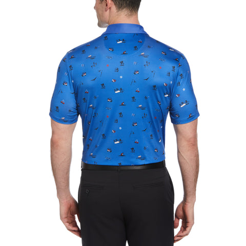 Novelty Golf Print Short Sleeve Golf Polo Shirt (Nebulas) 