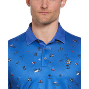 Novelty Golf Print Short Sleeve Golf Polo Shirt (Nebulas) 