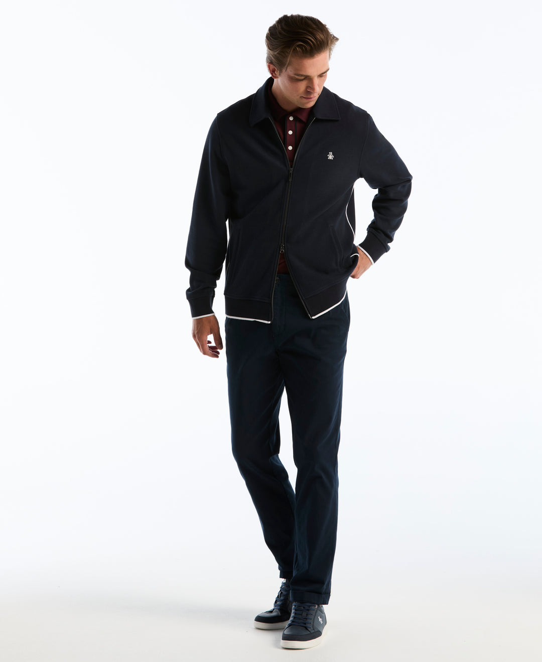 Novelty Knit Piped Track Jacket (Dark Sapphire) 