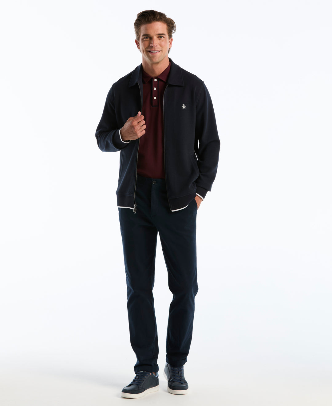 Novelty Knit Piped Track Jacket (Dark Sapphire) 