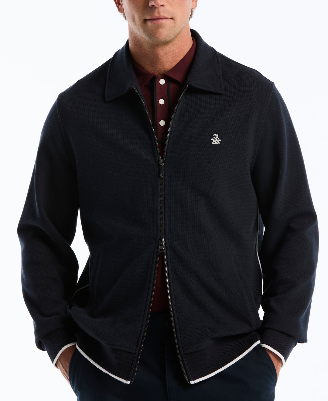 Novelty Knit Piped Track Jacket (Dark Sapphire) 