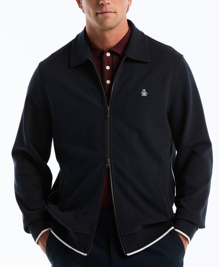 Novelty Knit Piped Track Jacket (Dark Sapphire) 