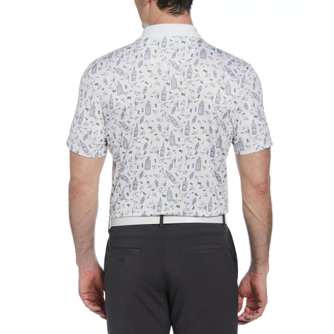 Novelty Martini Print Golf Polo Shirt (Bright White) 