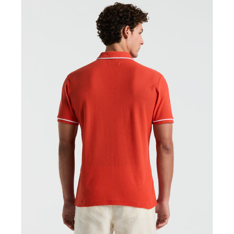 Organic Cotton Bentley Mesh Polo Shirt (Red Clay) 