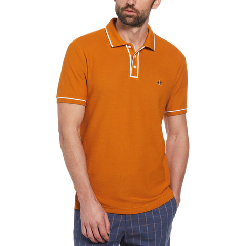 Organic Cotton Bentley Mesh Short Sleeve Polo Shirt (Sudan Brown) 
