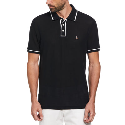 Organic Cotton Bentley Mesh Short Sleeve Polo Shirt (True Black) 