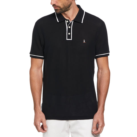 Organic Cotton Bentley Mesh Short Sleeve Polo Shirt (True Black) 