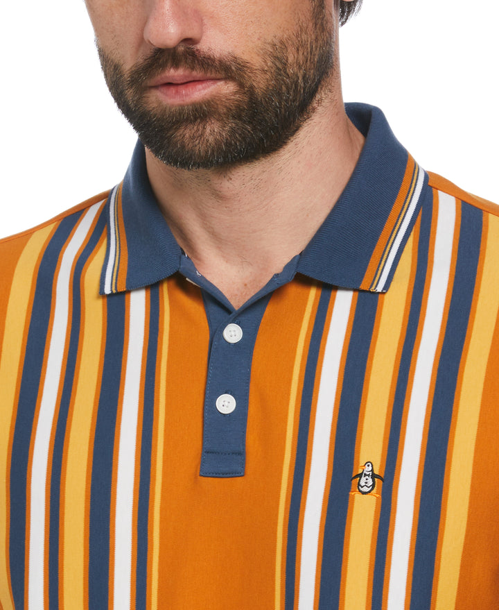 Organic Cotton Bowling Stripe Polo (Sudan Brown) 