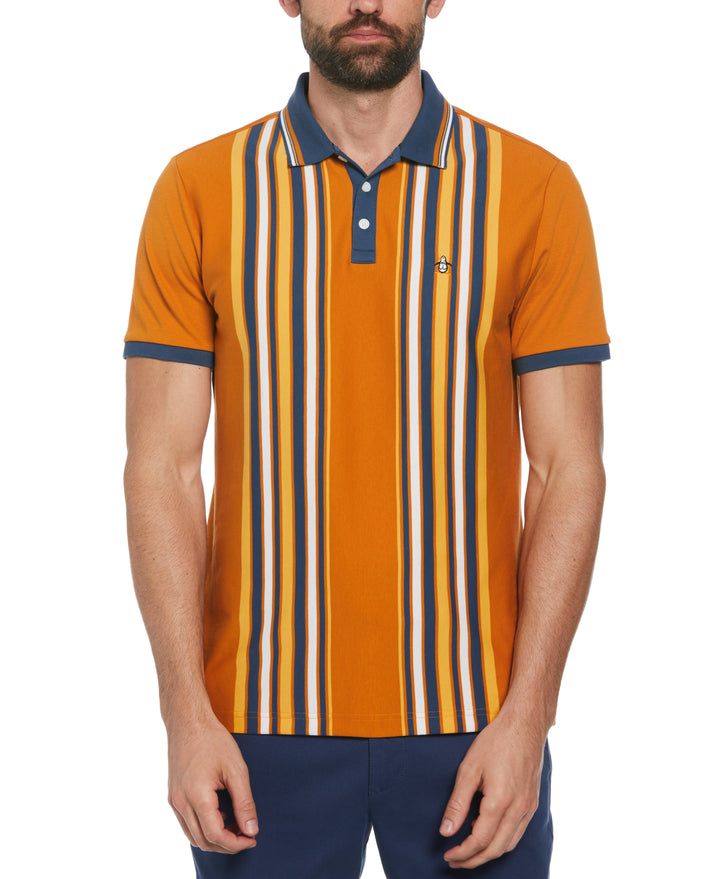 Organic Cotton Bowling Stripe Polo (Sudan Brown) 