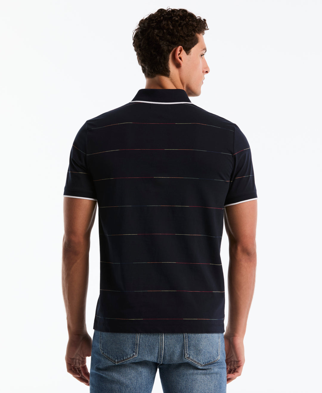 Cotton Earl Pride Stripe Polo (Dark Sapphire) 