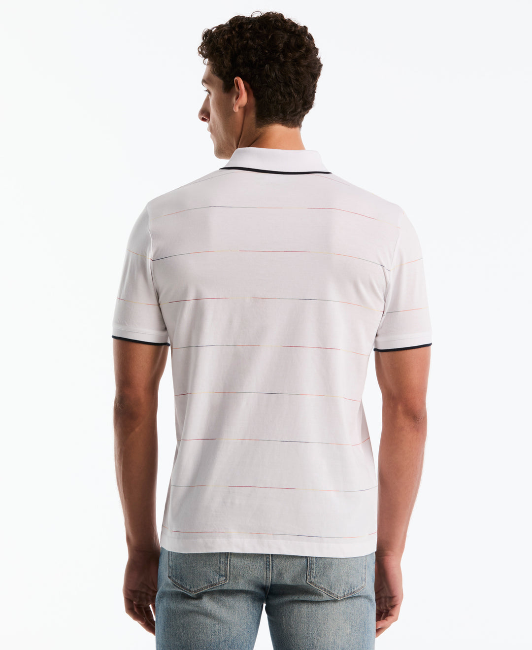 Cotton Earl Pride Stripe Polo (Bright White) 