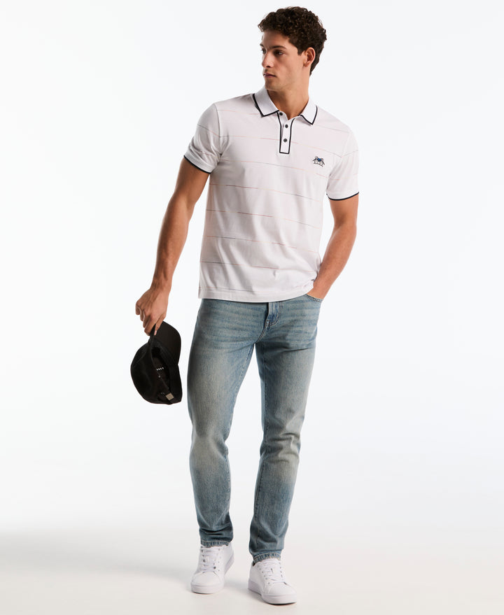 Cotton Earl Pride Stripe Polo (Bright White) 