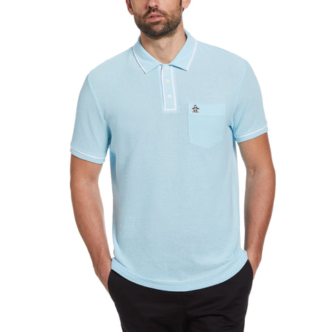 Organic Cotton Bentley Mesh Short Sleeve Polo Shirt (Cool Blue) 