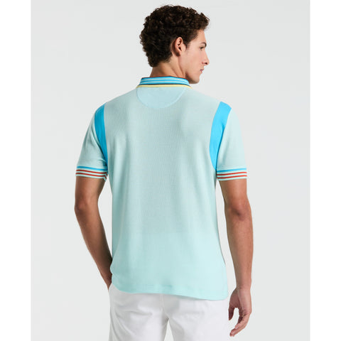 Organic Cotton Mesh Tipped Earl Colorblock Polo  (Spa Retreat) 