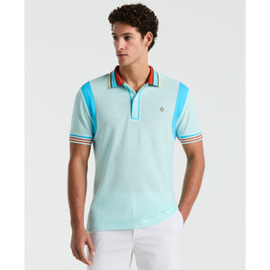 Organic Cotton Mesh Tipped Earl Colorblock Polo  (Spa Retreat) 