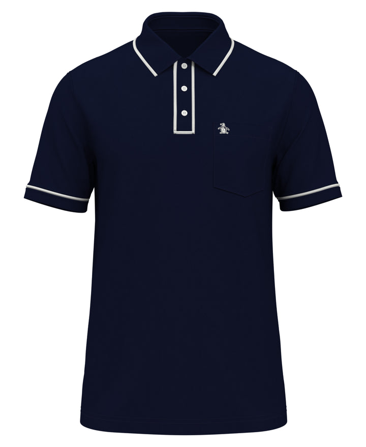 Organic Cotton Earl Pique Short Sleeve Polo Shirt (Dark Sapphire) 