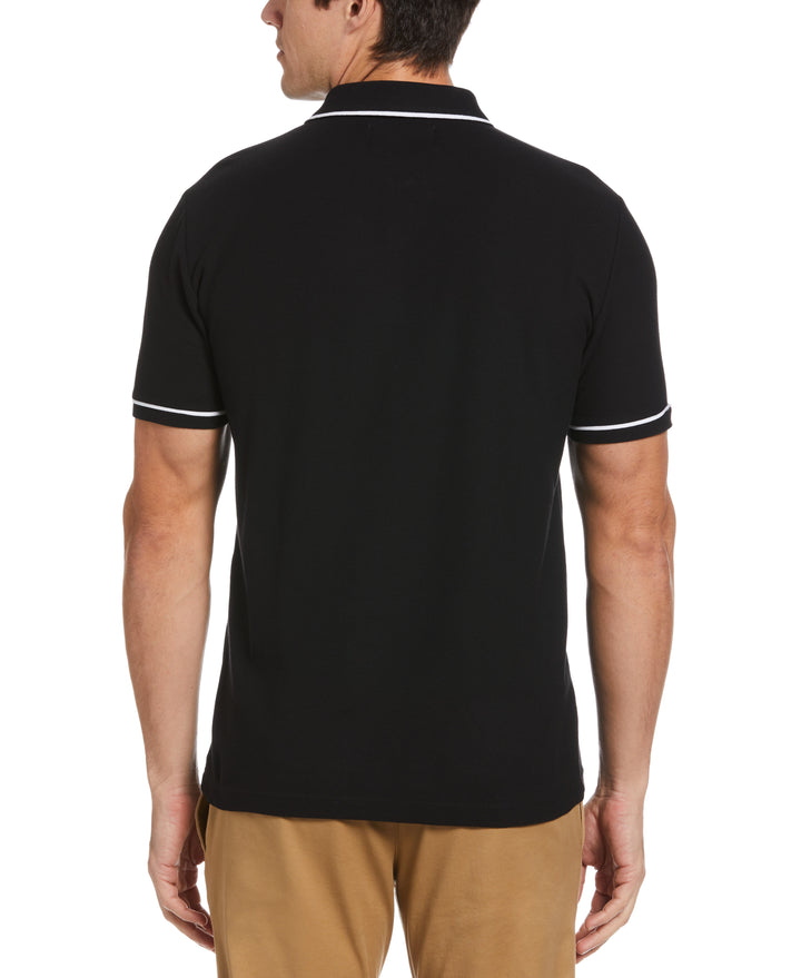 Organic Cotton Earl Pique Short Sleeve Polo Shirt (True Black) 