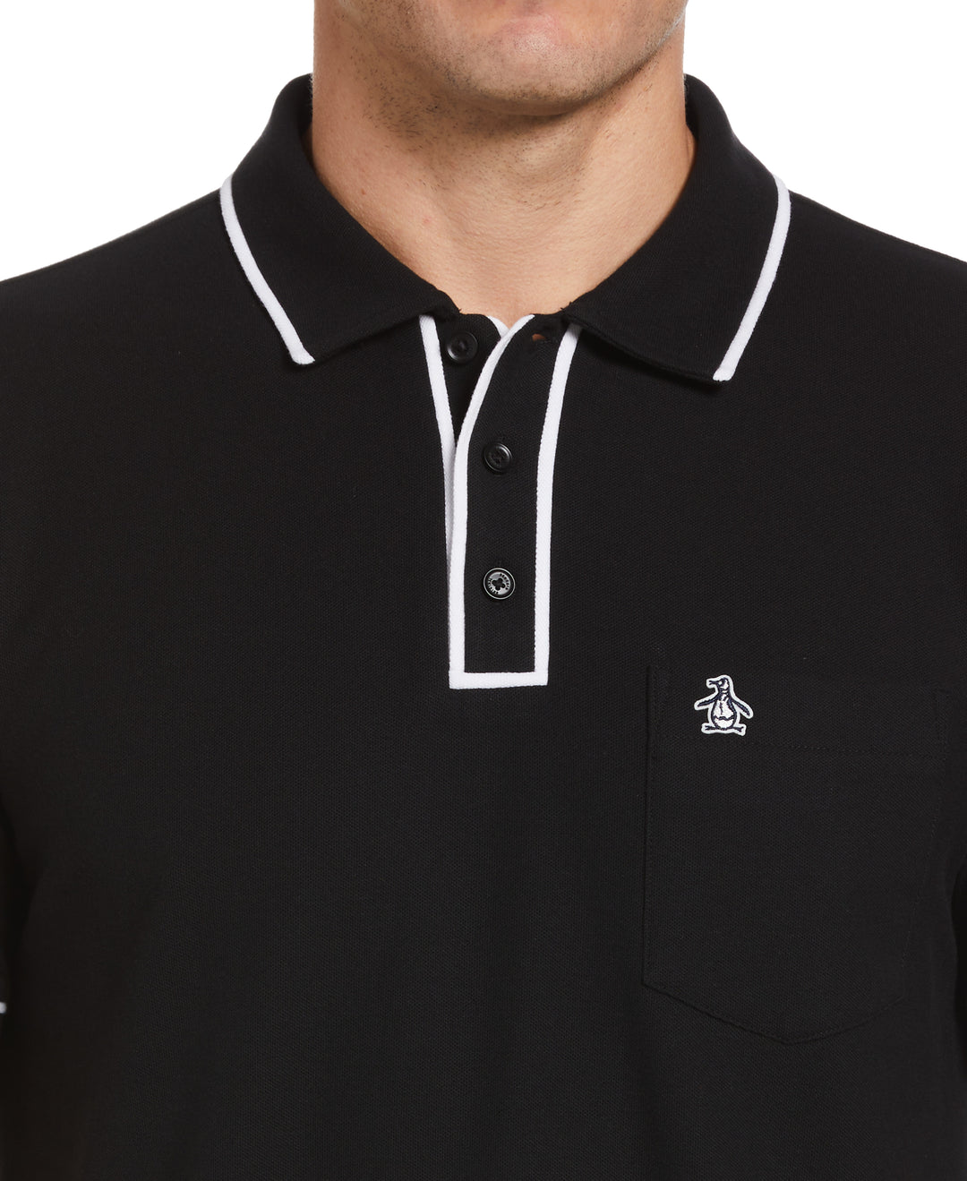 Organic Cotton Earl Pique Short Sleeve Polo Shirt (True Black) 