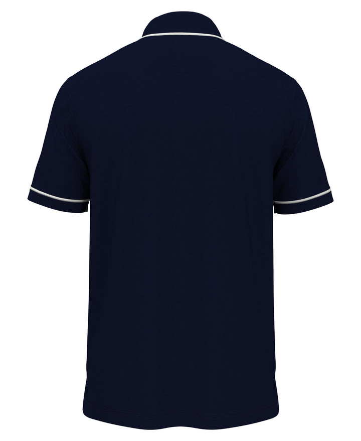Organic Cotton Earl Pique Short Sleeve Polo Shirt (Dark Sapphire) 