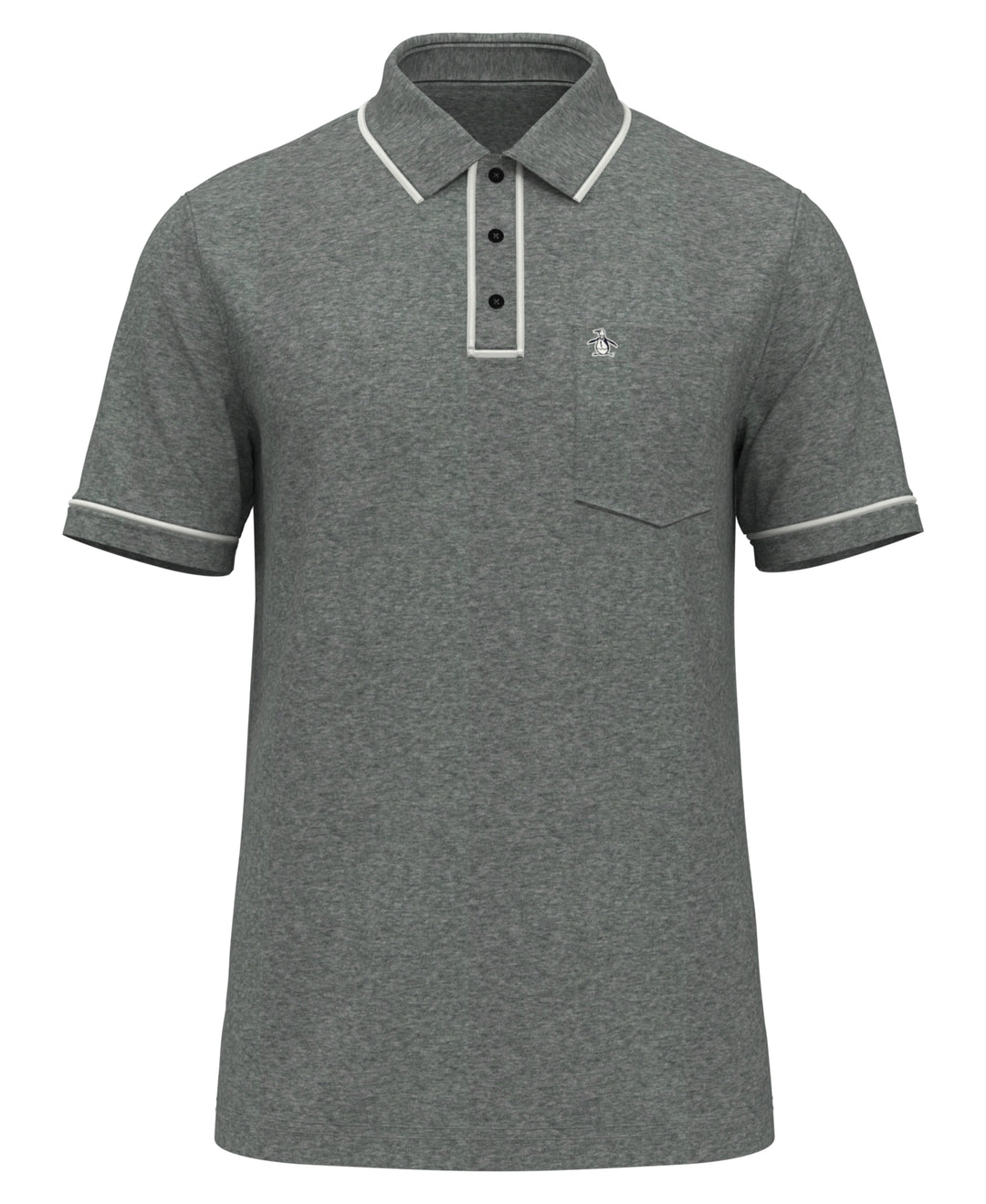 Organic Cotton Earl Pique Short Sleeve Polo Shirt (Dk Charcoal Heather) 
