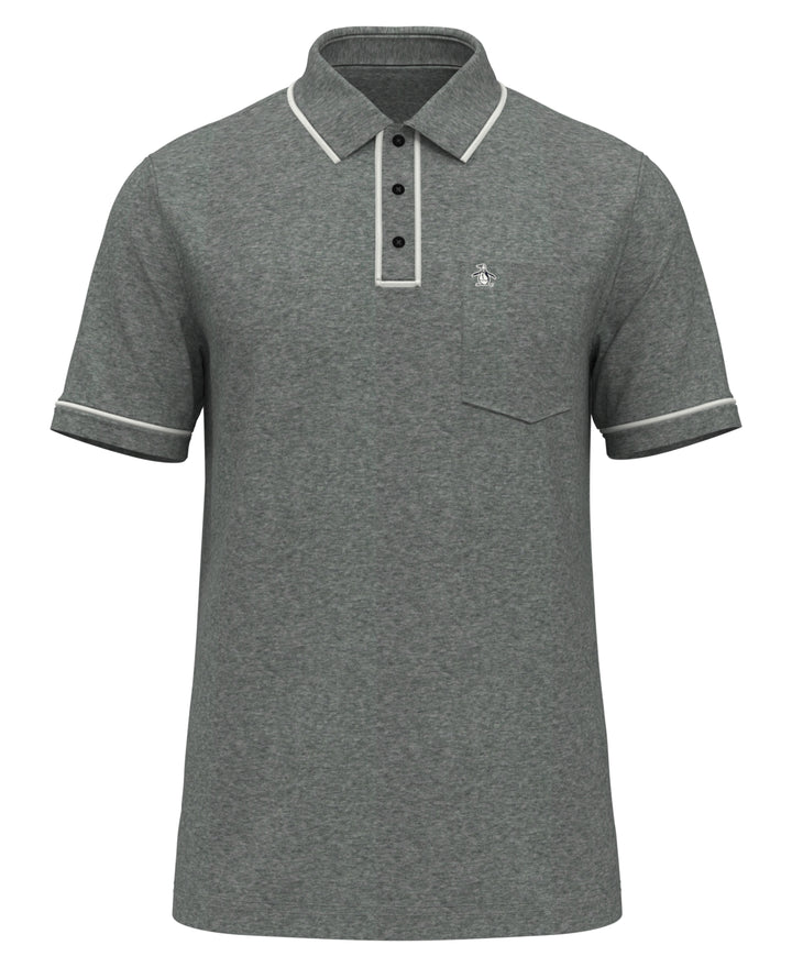 Organic Cotton Earl Pique Short Sleeve Polo Shirt (Dk Charcoal Heather) 