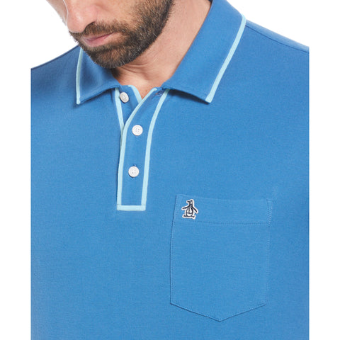 Organic Cotton The Earl Pique Short Sleeve Polo Shirt (Vallarta Blue) 