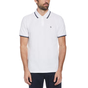 Big & Tall Organic Cotton Pique Polo with Tipped Collar (Bright White) 