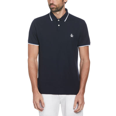 Big & Tall Organic Cotton Pique Polo with Tipped Collar (Dark Sapphire) 